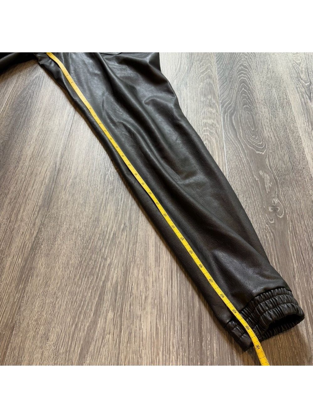 SPANX Black Faux Leather Joggers Size SP - Picture 7 of 7